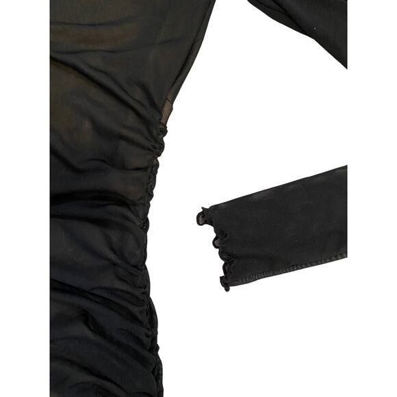 Bp Black Long Sleeve Mesh Mini Dress size XSMALL - 23 - Picture 7 of 11